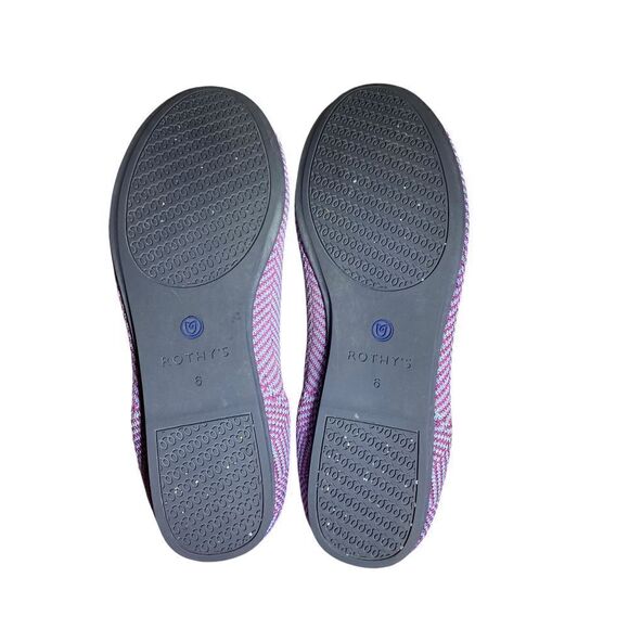 Rothys Pink & Gray Chevron Knit Loafers Slip-On Flats with Blue Trim Size 6 - Picture 12 of 13